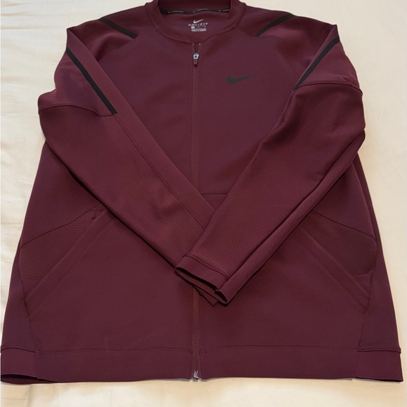 Nike Pro Dri-Fit Mens Large Training Jacket Maroon Activewear Sweat-Wicking - Picture 2 of 4